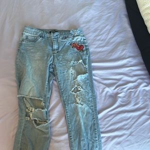 Customer rose petal high rise light blue jeans